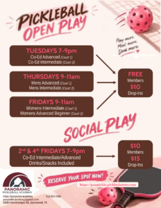 Open Play Opportunities at Panoramic Pickleball Academy