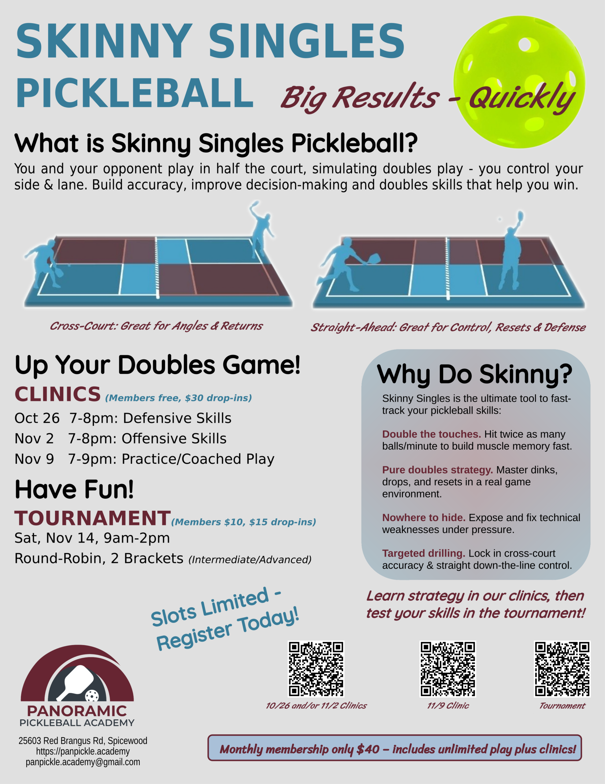 Skinny Singles Clinics & Tournament